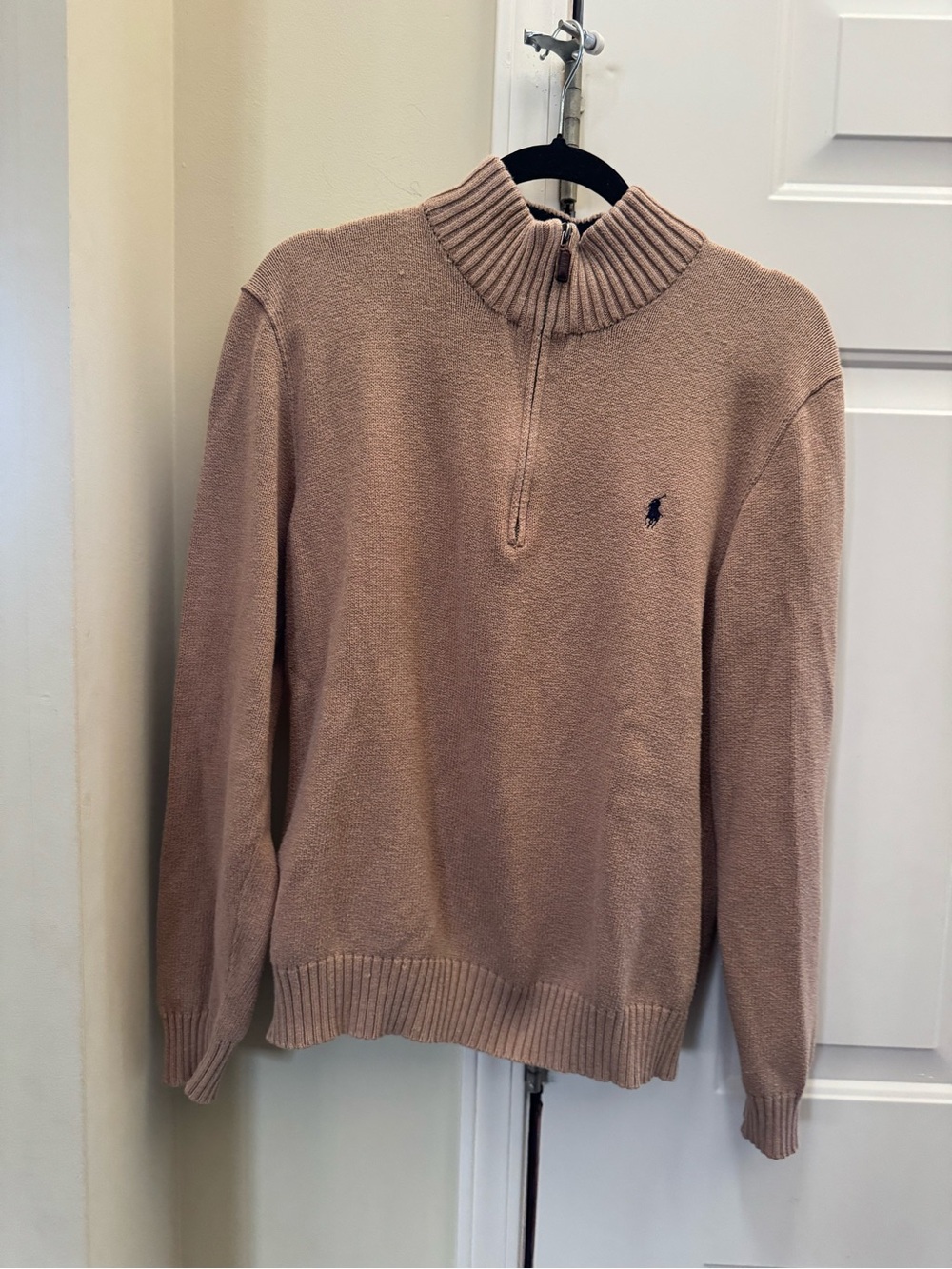 Polo by Ralph Lauren Men's Half-Zip Sweater‎ in Light Tan 100% cotton large